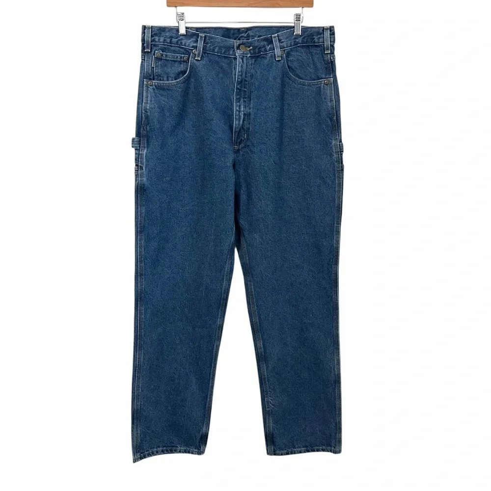 Carhartt Mens Relaxed Fit Carpenter Jeans Sz 38x34 Blue Utility Workwear NWT